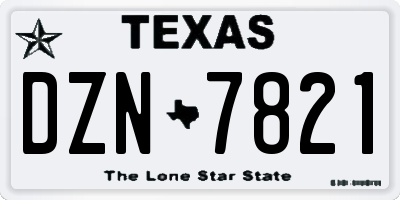 TX license plate DZN7821