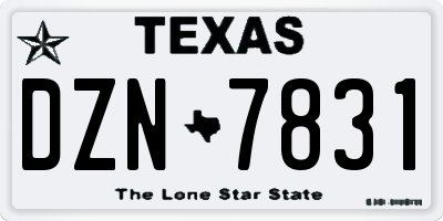 TX license plate DZN7831
