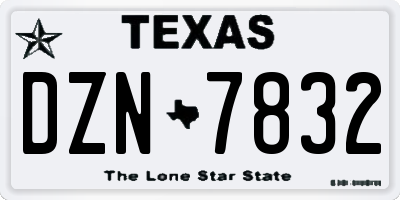 TX license plate DZN7832
