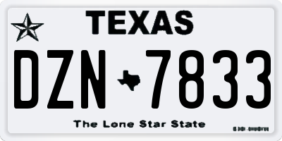 TX license plate DZN7833