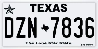 TX license plate DZN7836