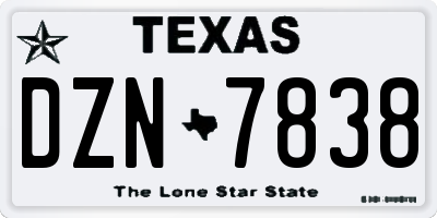 TX license plate DZN7838