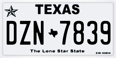 TX license plate DZN7839