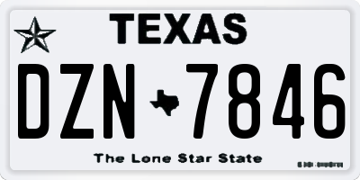 TX license plate DZN7846