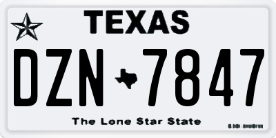 TX license plate DZN7847