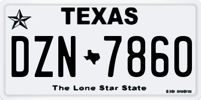 TX license plate DZN7860