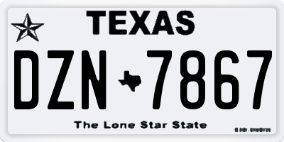 TX license plate DZN7867