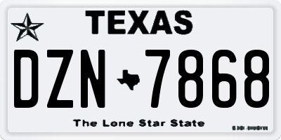 TX license plate DZN7868