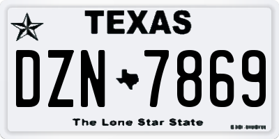 TX license plate DZN7869