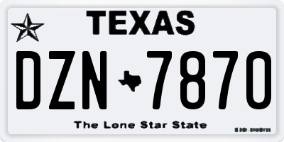 TX license plate DZN7870