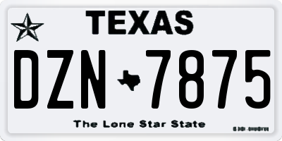 TX license plate DZN7875