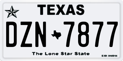 TX license plate DZN7877