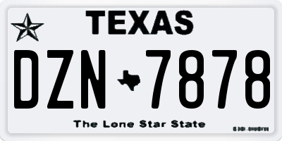 TX license plate DZN7878