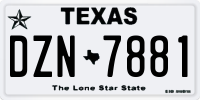TX license plate DZN7881