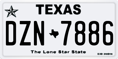 TX license plate DZN7886