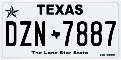 TX license plate DZN7887