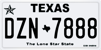 TX license plate DZN7888