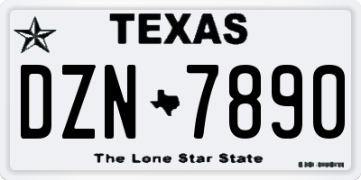 TX license plate DZN7890
