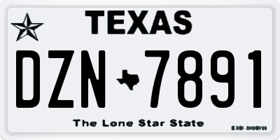 TX license plate DZN7891