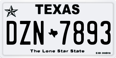 TX license plate DZN7893