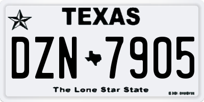 TX license plate DZN7905