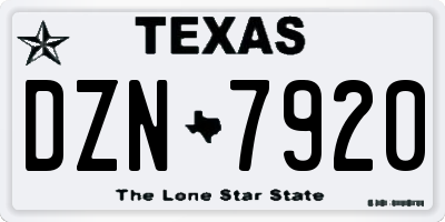TX license plate DZN7920