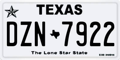 TX license plate DZN7922