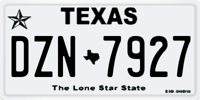 TX license plate DZN7927