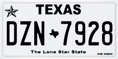 TX license plate DZN7928