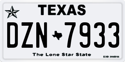 TX license plate DZN7933