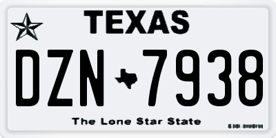 TX license plate DZN7938