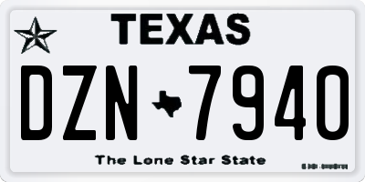 TX license plate DZN7940