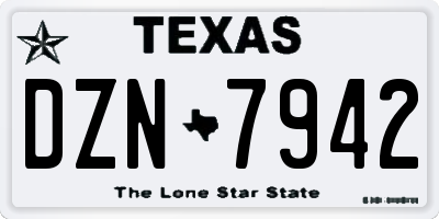 TX license plate DZN7942