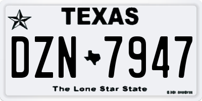 TX license plate DZN7947