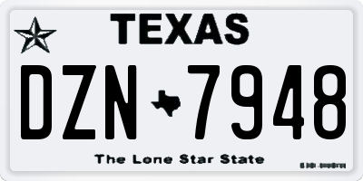 TX license plate DZN7948