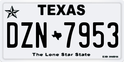TX license plate DZN7953