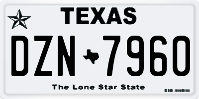 TX license plate DZN7960