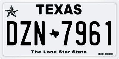 TX license plate DZN7961