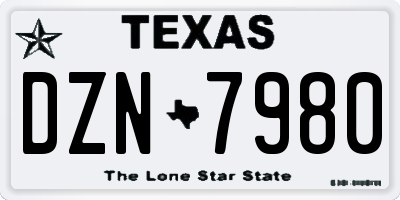 TX license plate DZN7980