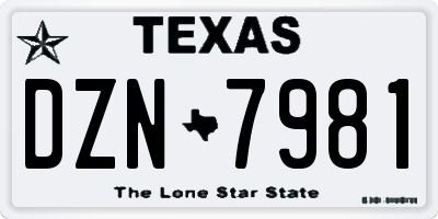 TX license plate DZN7981