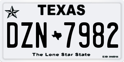 TX license plate DZN7982