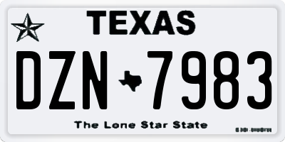 TX license plate DZN7983