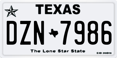 TX license plate DZN7986