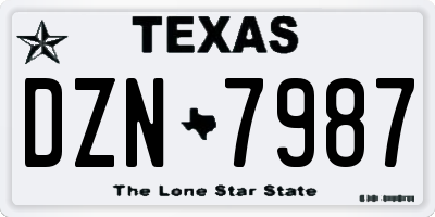 TX license plate DZN7987
