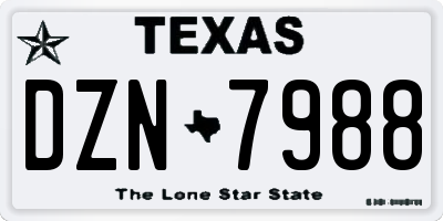 TX license plate DZN7988