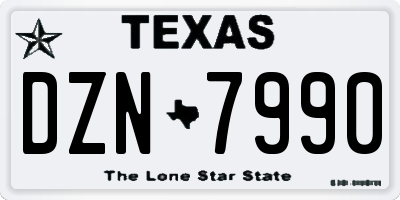 TX license plate DZN7990