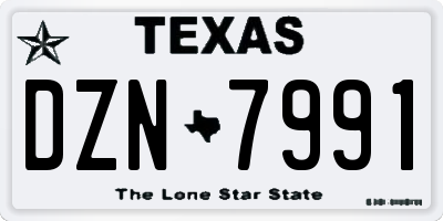 TX license plate DZN7991