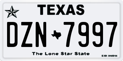 TX license plate DZN7997