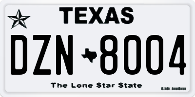 TX license plate DZN8004