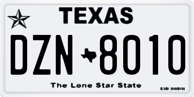 TX license plate DZN8010